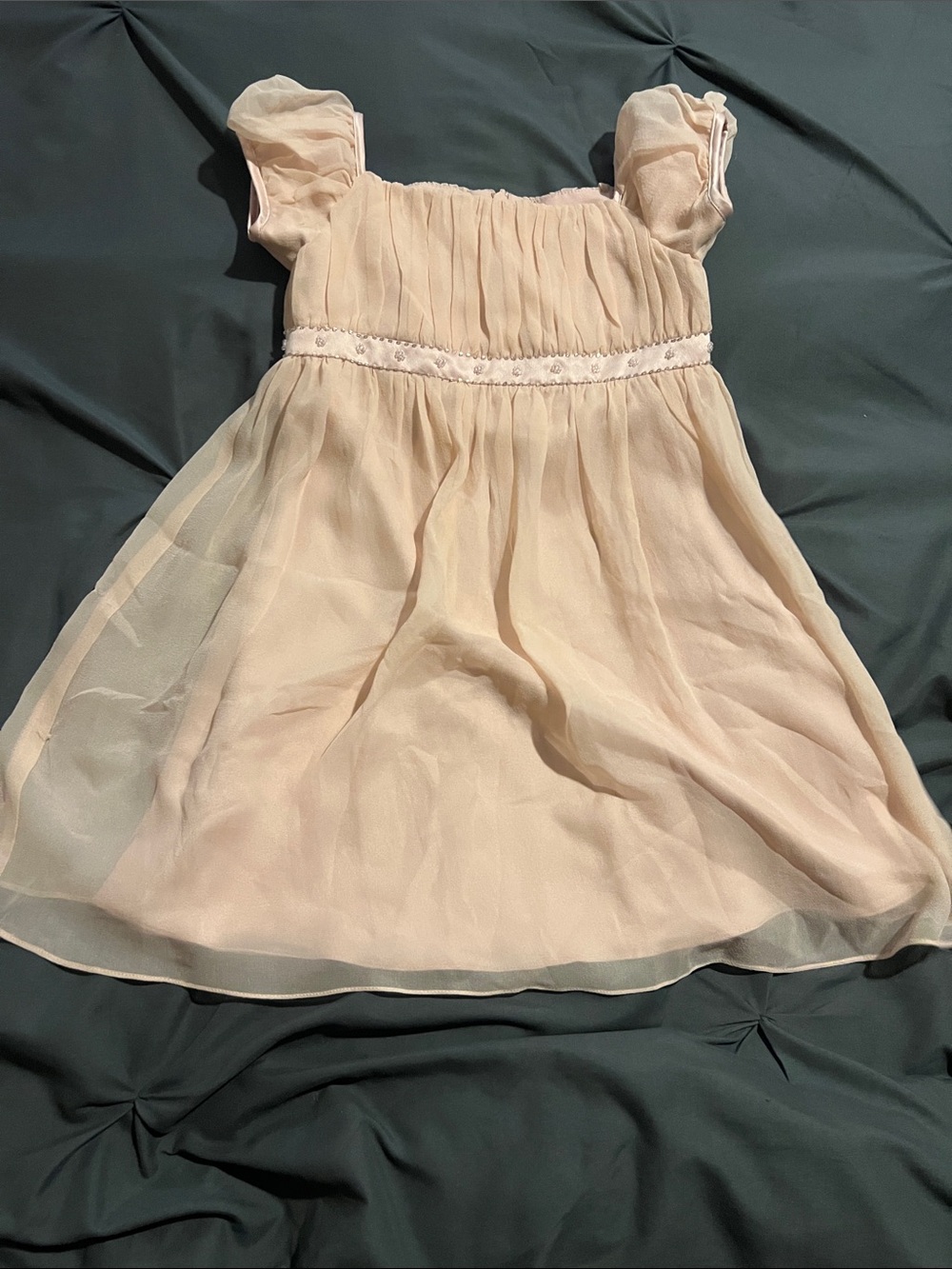 Us Angels Pale Pink Chiffon Puff Sleeve Dress